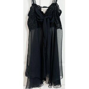 Victoria's Secret Gold Label Black Chemise Vintage Dress Sheer Lace Lingerie M
